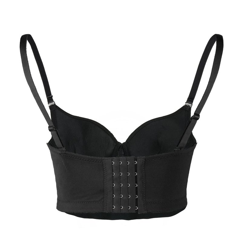 ELLACCI Women's Rhinestone Diamond Push up Bustier Crop Top Sexy Punk Corset Bra Black Medium - Image 4
